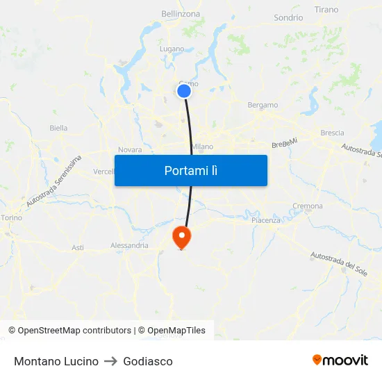 Montano Lucino to Godiasco map