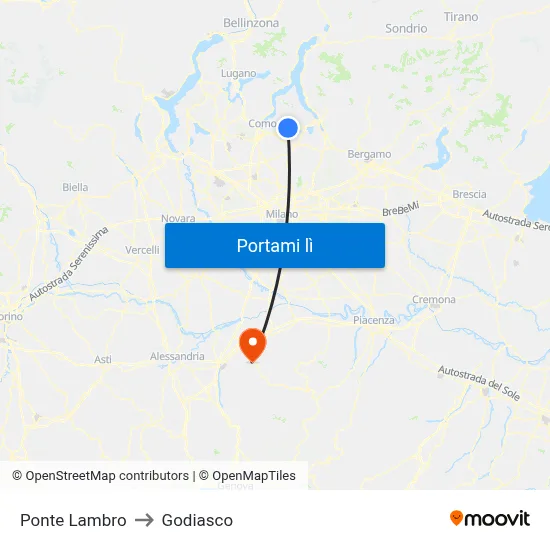 Ponte Lambro to Godiasco map