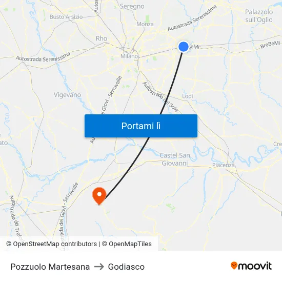 Pozzuolo Martesana to Godiasco map
