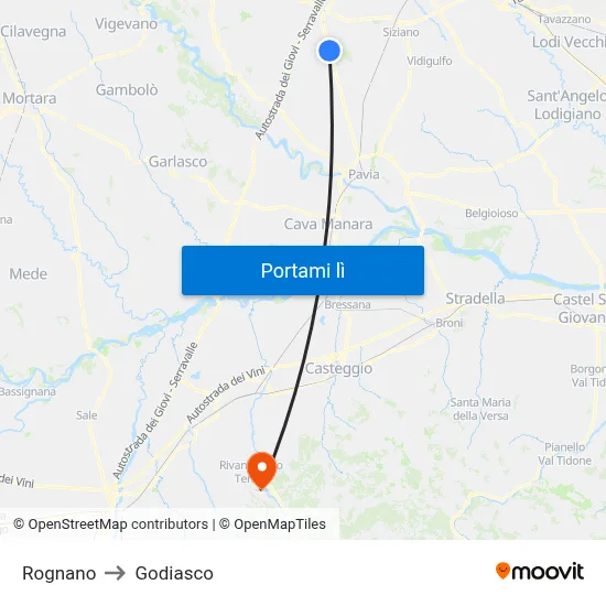 Rognano to Godiasco map