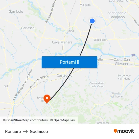 Roncaro to Godiasco map