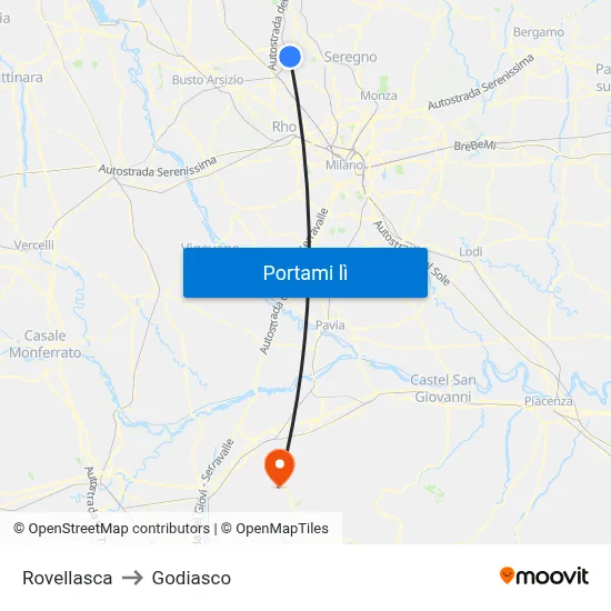 Rovellasca to Godiasco map