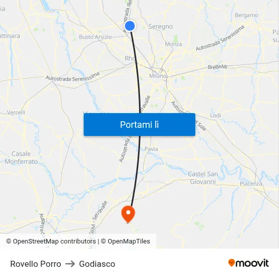 Rovello Porro to Godiasco map