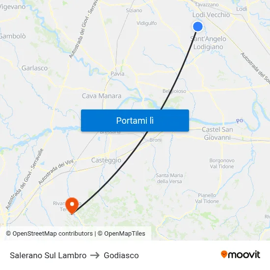 Salerano Sul Lambro to Godiasco map