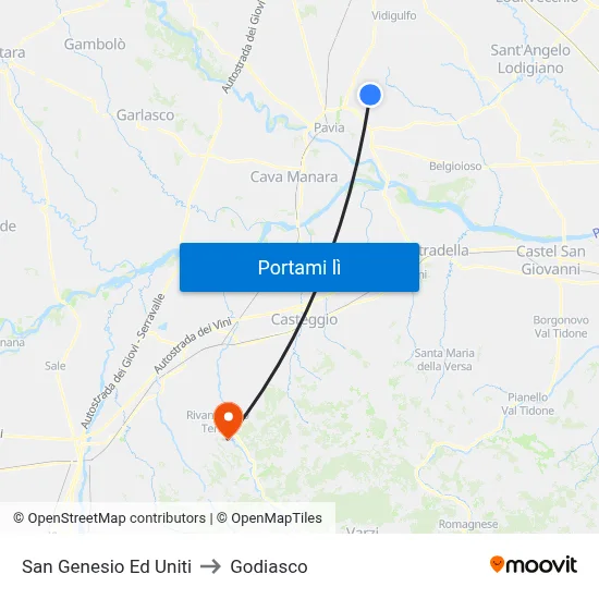 San Genesio Ed Uniti to Godiasco map