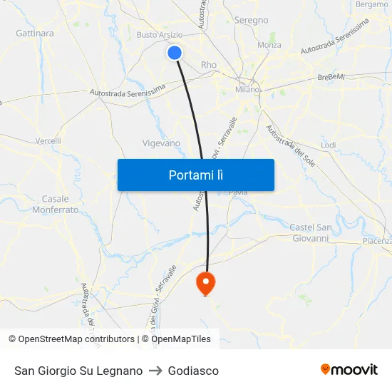 San Giorgio Su Legnano to Godiasco map