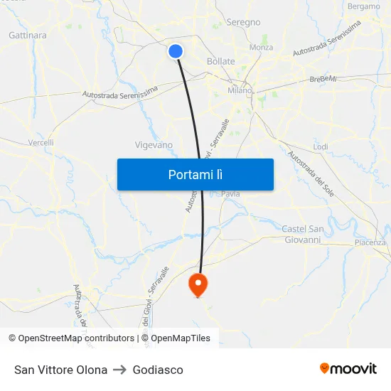 San Vittore Olona to Godiasco map