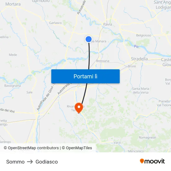 Sommo to Godiasco map