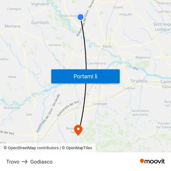 Trovo to Godiasco map
