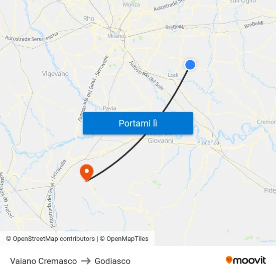 Vaiano Cremasco to Godiasco map