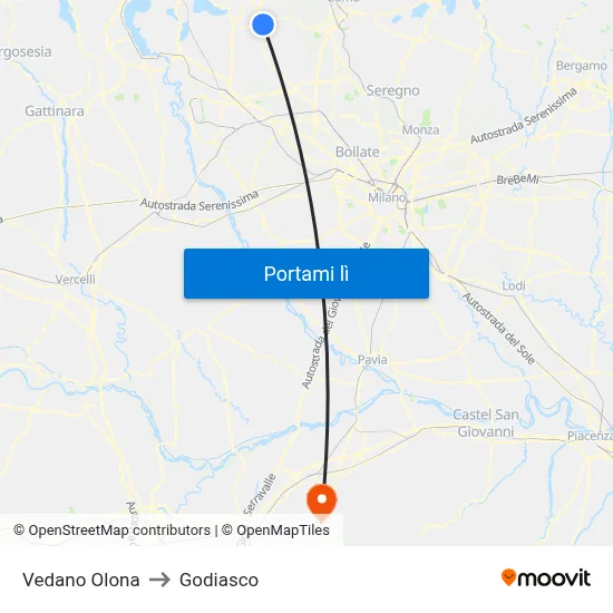 Vedano Olona to Godiasco map