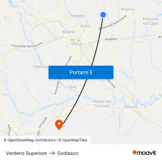Verderio Superiore to Godiasco map