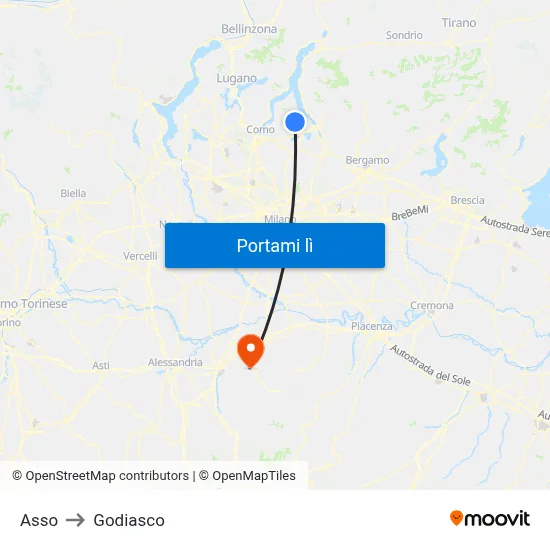 Asso to Godiasco map