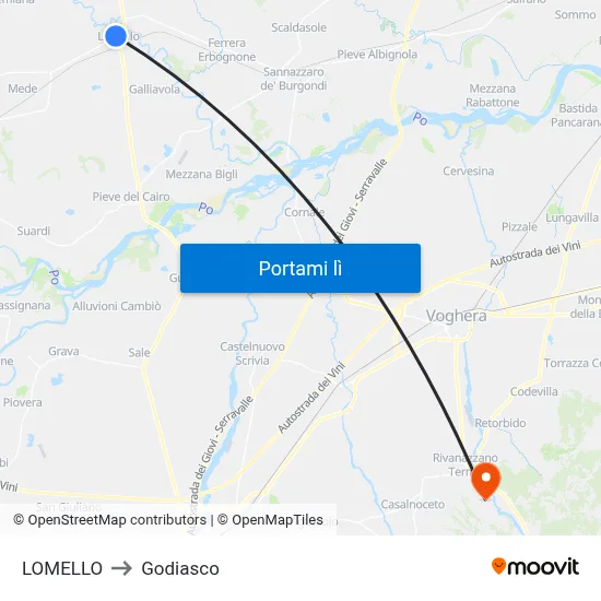 LOMELLO to Godiasco map