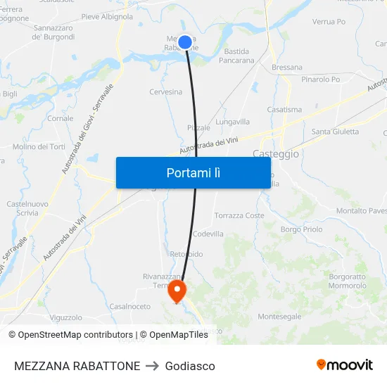 MEZZANA RABATTONE to Godiasco map