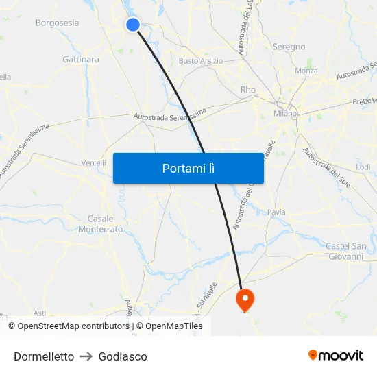 Dormelletto to Godiasco map