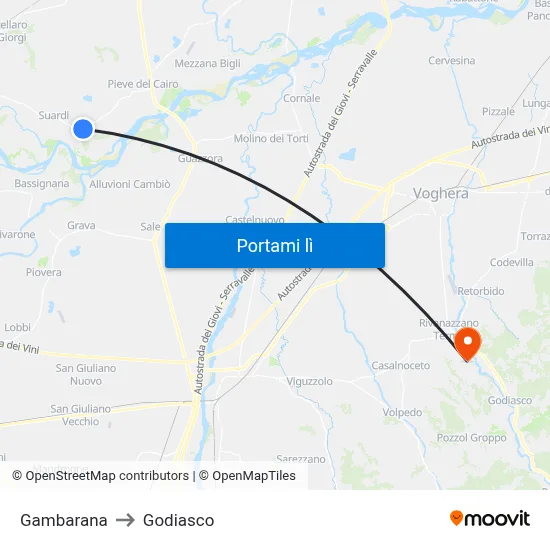 Gambarana to Godiasco map