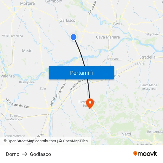 Dorno to Godiasco map