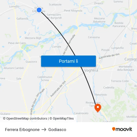 Ferrera Erbognone to Godiasco map