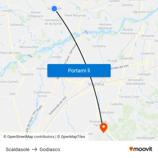 Scaldasole to Godiasco map