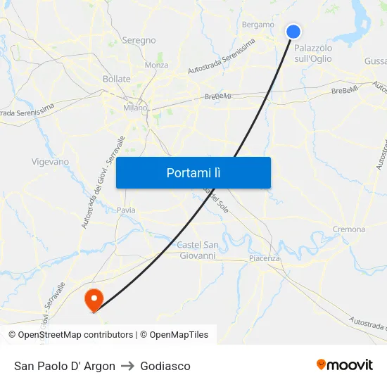 San Paolo D' Argon to Godiasco map