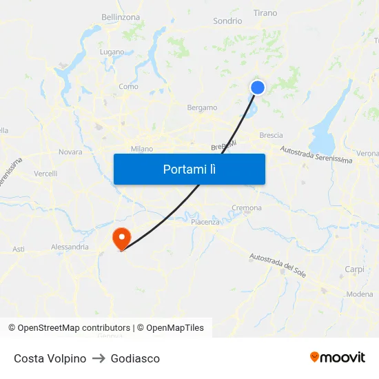 Costa Volpino to Godiasco map