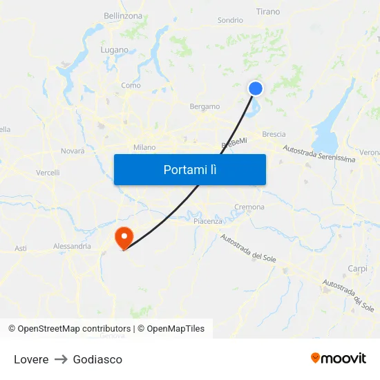 Lovere to Godiasco map