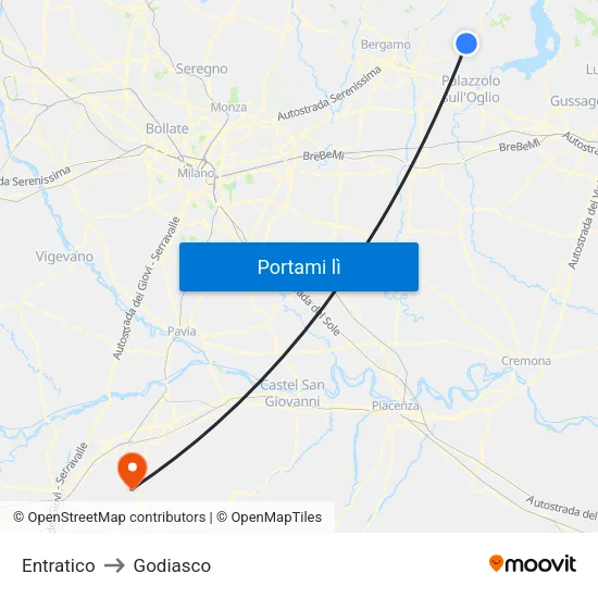 Entratico to Godiasco map
