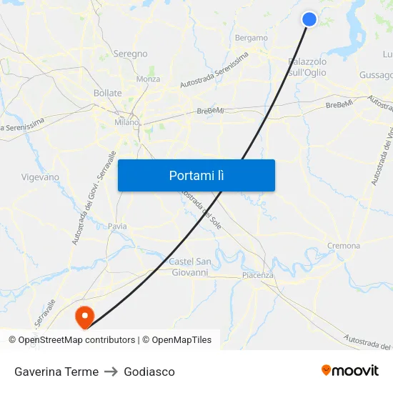 Gaverina Terme to Godiasco map