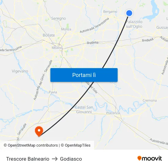 Trescore Balneario to Godiasco map