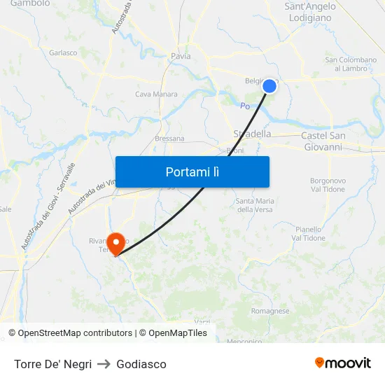 Torre De' Negri to Godiasco map
