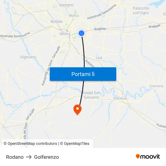 Rodano to Golferenzo map