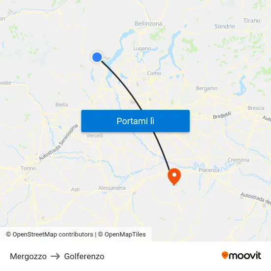 Mergozzo to Golferenzo map