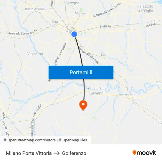 Milano Porta Vittoria to Golferenzo map