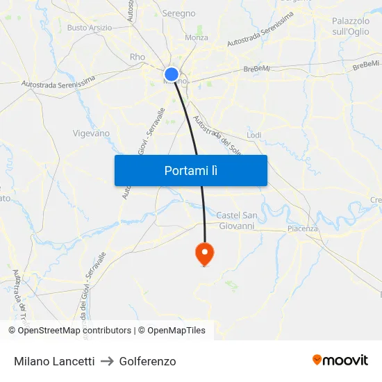 Milano Lancetti to Golferenzo map