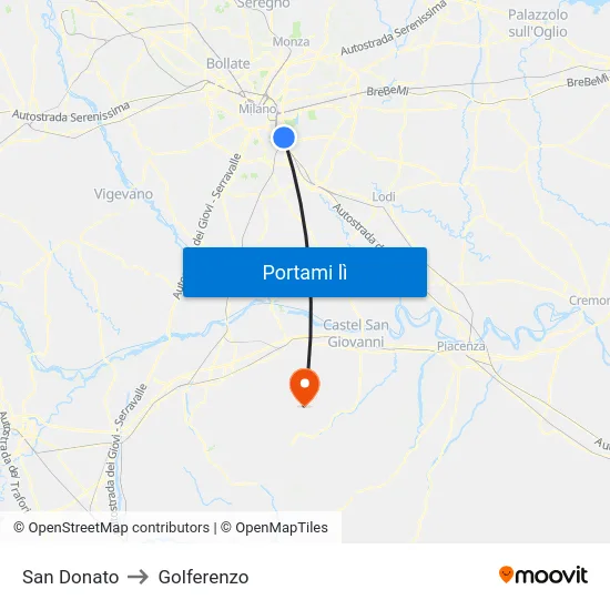 San Donato to Golferenzo map