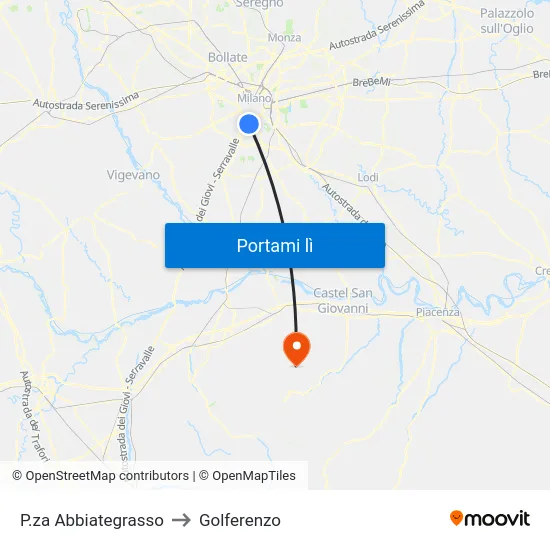 P.za Abbiategrasso to Golferenzo map
