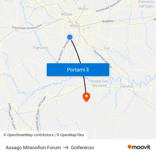 Assago Milanofiori Forum to Golferenzo map