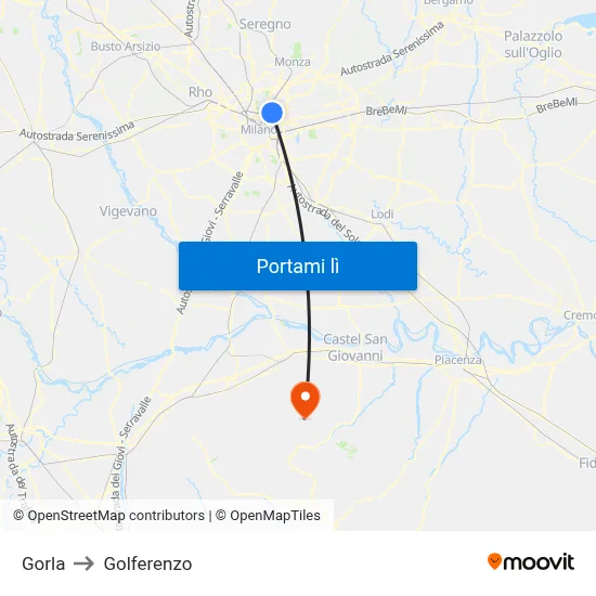 Gorla to Golferenzo map