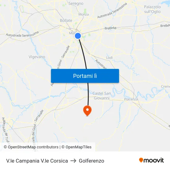 V.le Campania V.le Corsica to Golferenzo map