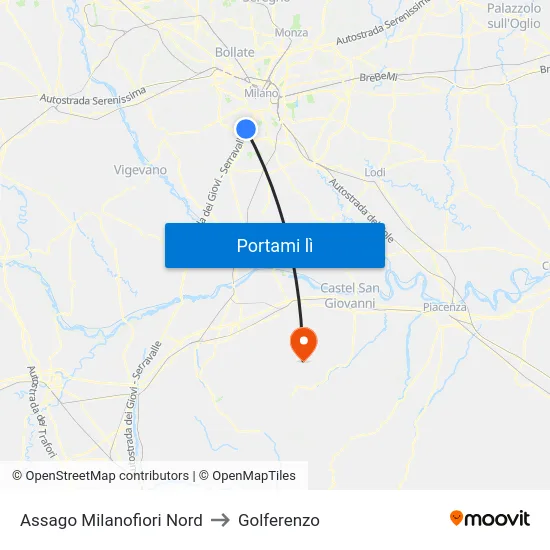 Assago Milanofiori Nord to Golferenzo map