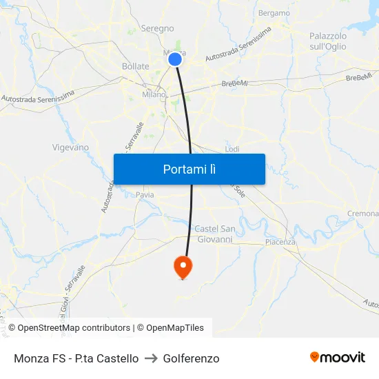 Monza FS - P.ta Castello to Golferenzo map
