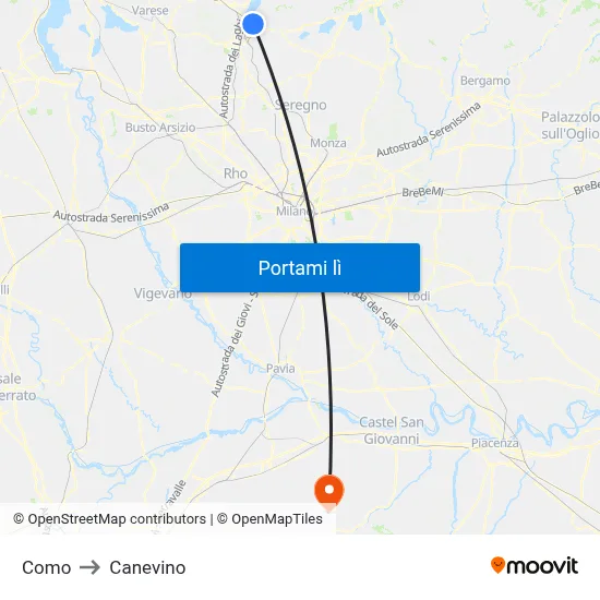 Como to Canevino map