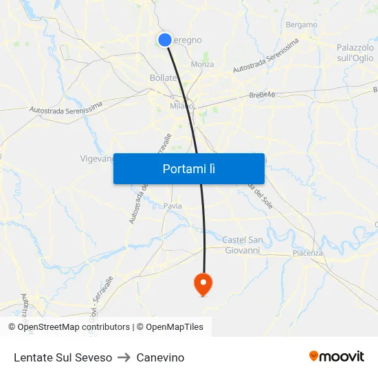 Lentate Sul Seveso to Canevino map