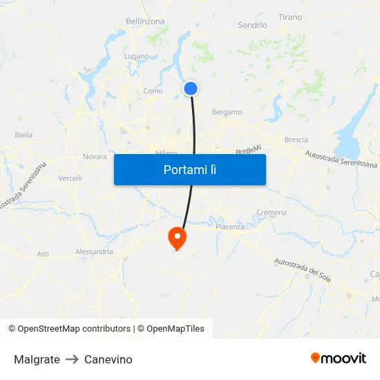 Malgrate to Canevino map