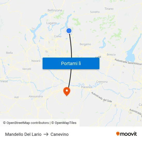 Mandello Del Lario to Canevino map