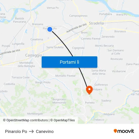Pinarolo Po to Canevino map