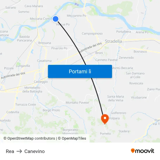 Rea to Canevino map