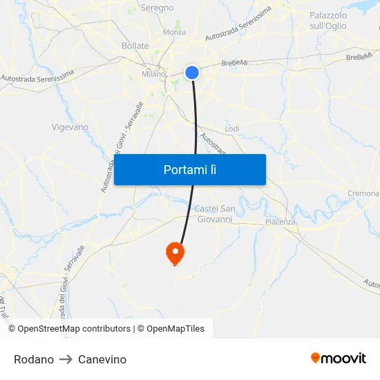 Rodano to Canevino map