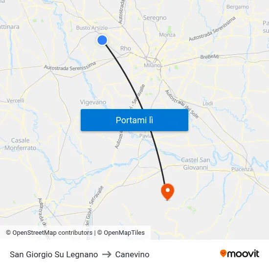 San Giorgio Su Legnano to Canevino map